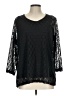 Travel Elements 100% Polyester Black 3/4 Sleeve Top Size L - photo 1