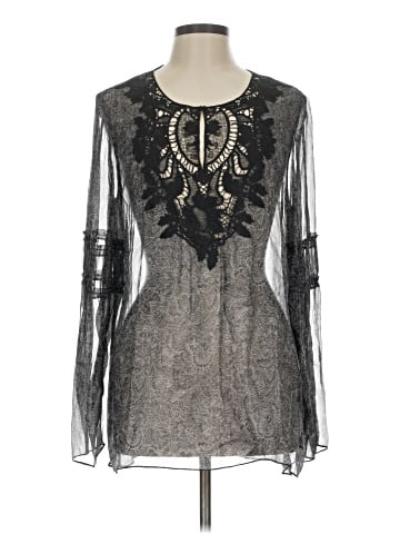 Morning Lady Inc. Long Sleeve Silk Top (view 1)