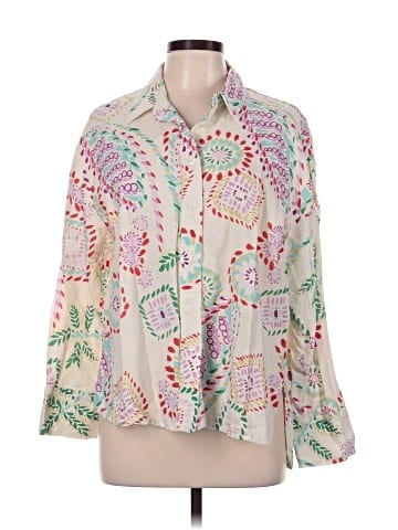 Zara 3/4 Sleeve Button-Down Shirt (view 1)