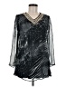 Signature 100% Polyester Silver 3/4 Sleeve Blouse Size M - photo 1