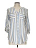 Apt. 9 Stripes Blue 3/4 Sleeve Button-Down Shirt Size L (petite) - photo 1