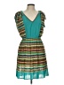 Double Zero 100% Polyester Print Teal Casual Dress Size L - photo 1