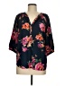 Collective Concepts 100% Polyester Floral Black 3/4 Sleeve Blouse Size M - photo 1