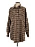 Missguided Plaid Brown Long Sleeve Blouse Size 2 - photo 1