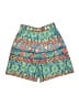 British Khaki 100% Cotton Paisley Green Shorts Size 4 - photo 1
