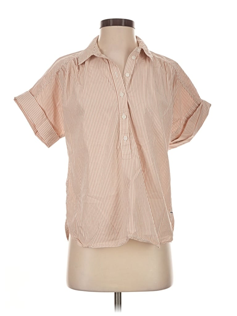 Pre-owned Jcrew Short Sleeve Blouse In Tan