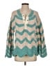 Pol Chevron-herringbone Teal Pullover Sweater Size S - photo 1
