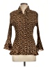 Essentials by Milano 100% Polyester Animal Print Brown 3/4 Sleeve Blouse Size L - photo 1