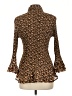 Essentials by Milano 100% Polyester Animal Print Brown 3/4 Sleeve Blouse Size L - photo 2