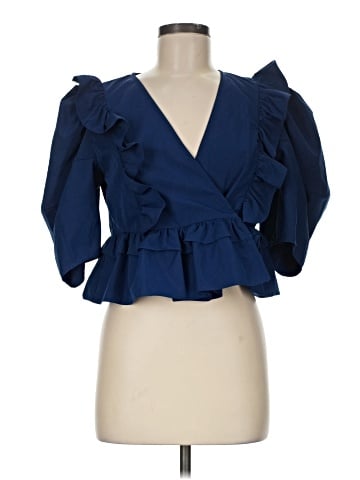 Aqua 3/4 Sleeve Blouse (view 1)