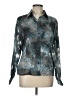 Kasper 100% Polyester Print Teal Long Sleeve Blouse Size 12 - photo 1