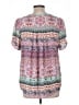 DR2 Aztec Or Tribal Print Color Block Floral Fair Isle Graphic Pink Short Sleeve Blouse Size L - photo 2