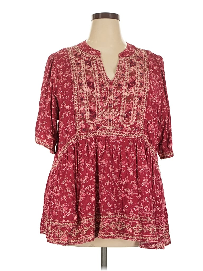 Pre-owned Knox Rose 3/4 Sleeve Blouse In Burgundy