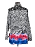 Calessa Animal Print Silver Long Sleeve Blouse Size M - photo 2