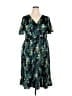 Torrid 100% Polyester Print Teal Casual Dress Size 2X Plus (2) - photo 1