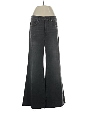 Madewell Flared Wide-Leg Crop Jeans in Black Chasm Wash (view 1)