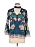 Jealous Tomato 100% Polyester Teal 3/4 Sleeve Blouse Size L - photo 1