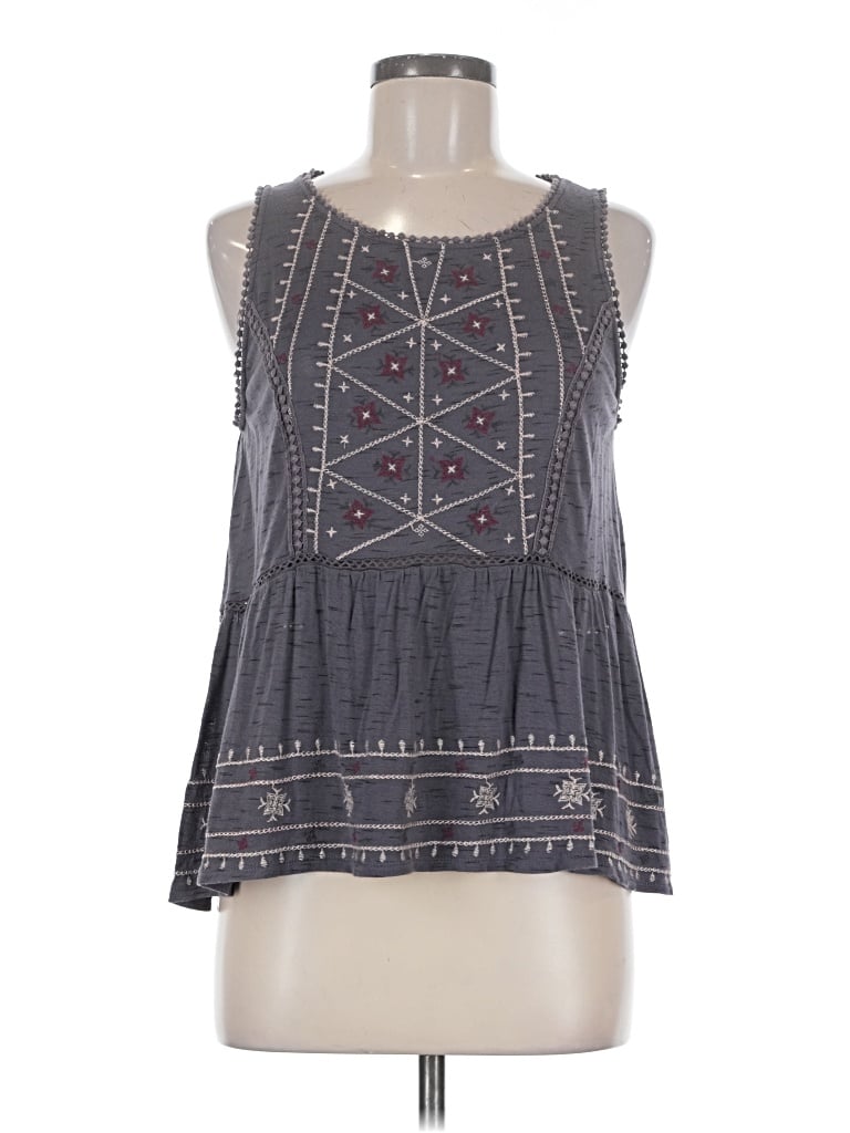 Pre-owned Knox Rose Tank Top Gray Halter Neckline Tops