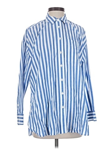 Madewell The Signature Poplin Oversized Shirt in Springy Stripe (view 1)