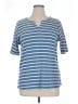 L.L.Bean 100% Cotton Stripes Blue Short Sleeve Henley Size XL - photo 1
