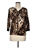 Notations Animal Print Brown 3/4 Sleeve Blouse Size M - photo 1