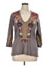 Johnny Was Gray 3/4 Sleeve Blouse Size XL - photo 1