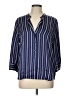 L'Agence Stripes Blue 3/4 Sleeve Button-Down Shirt Size Lg (3) - photo 1