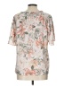 Sara Michelle 100% Polyester Floral Ivory Short Sleeve Blouse Size L - photo 2