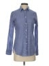 J.Crew Chevron-herringbone Blue Long Sleeve Button-Down Shirt Size 2 - photo 1
