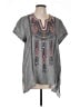 Johnny Was Gray Short Sleeve Blouse Size L - photo 1