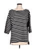 Talbots 100% Cotton Stripes Black 3/4 Sleeve Top Size 13 - photo 1