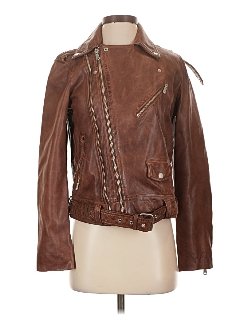 Pre-owned Avec Les Filles Leather Jacket In Brown