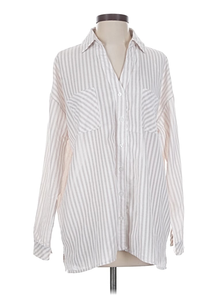 Pre-owned Miou Muse Long Sleeve Blouse In Ivory