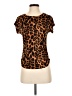 Discreet Animal Print Brown Short Sleeve Top Size S - photo 1