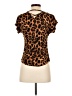 Discreet Animal Print Brown Short Sleeve Top Size S - photo 2