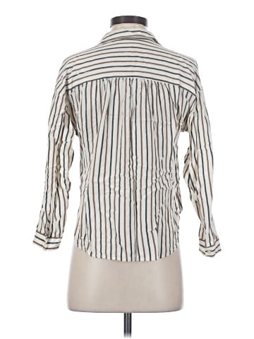 Madewell Shirred Button-Up Shirt in Stripe (view 2)