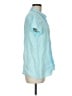 Talbots 100% Linen Color Block Teal Short Sleeve Blouse Size M - photo 4