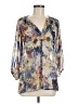 OVI 100% Polyester Silver 3/4 Sleeve Blouse Size M - photo 1