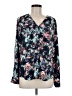 Apt. 9 100% Polyester Floral Blue Long Sleeve Blouse Size M - photo 1