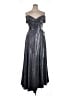 Xscape 100% Polyester Metallic Solid Silver Cocktail Dress Size 14 - photo 1