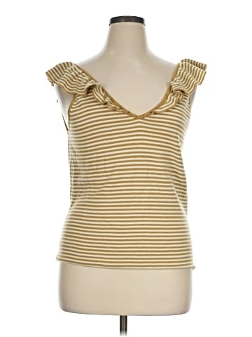 Madewell Belhaven Ruffle Sweater Tank in Stripe (view 1)