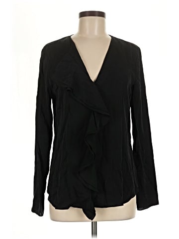 Theory Long Sleeve Silk Top (view 1)