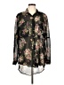 Line & Dot 100% Polyester Floral Black Long Sleeve Blouse Size L - photo 1