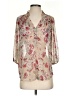 Bellatrix 100% Polyester Floral Tan 3/4 Sleeve Blouse Size S - photo 1