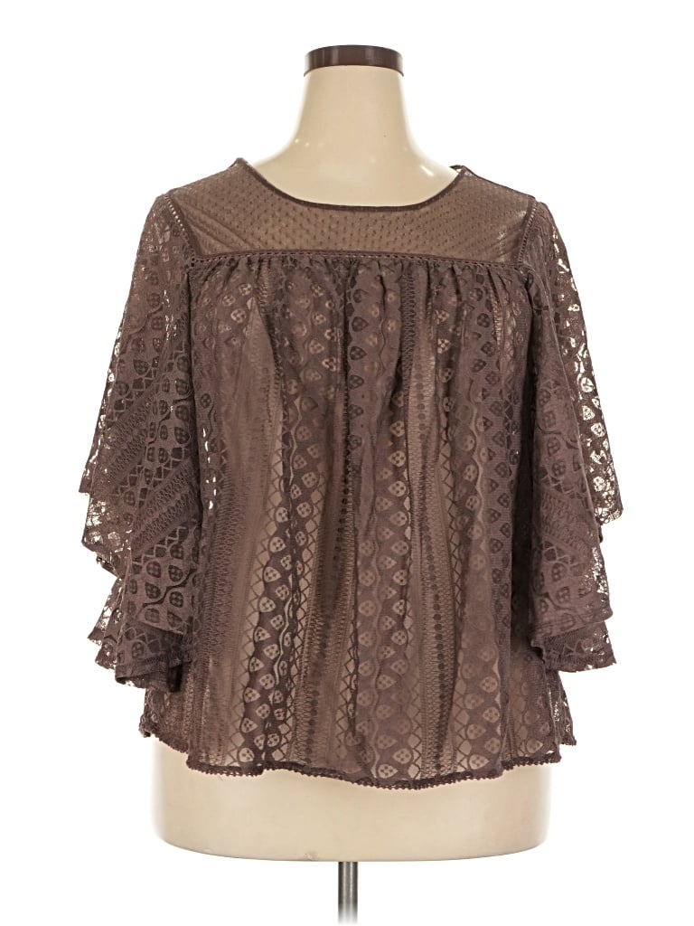 Pre-owned Maurices 3/4 Sleeve Blouse In Brown