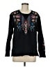 Johnny Was 100% Cotton Floral Black Pullover Sweater Size M - photo 1