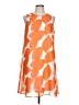 Nine West 100% Polyester Graphic Orange Casual Dress Size 12 - photo 1
