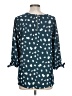 Papermoon 100% Polyester Polka Dots Teal 3/4 Sleeve Blouse Size L - photo 2