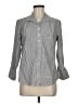 Chico's 100% Cotton Stripes Gray Long Sleeve Button-Down Shirt Size M - photo 1