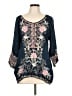 Johnny Was 100% Polyester Blue 3/4 Sleeve Blouse Size L - photo 1